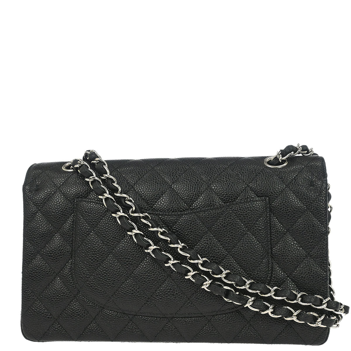 Chanel 2013-2014 Black Caviar Skin Medium Classic Double Flap Shoulder Bag