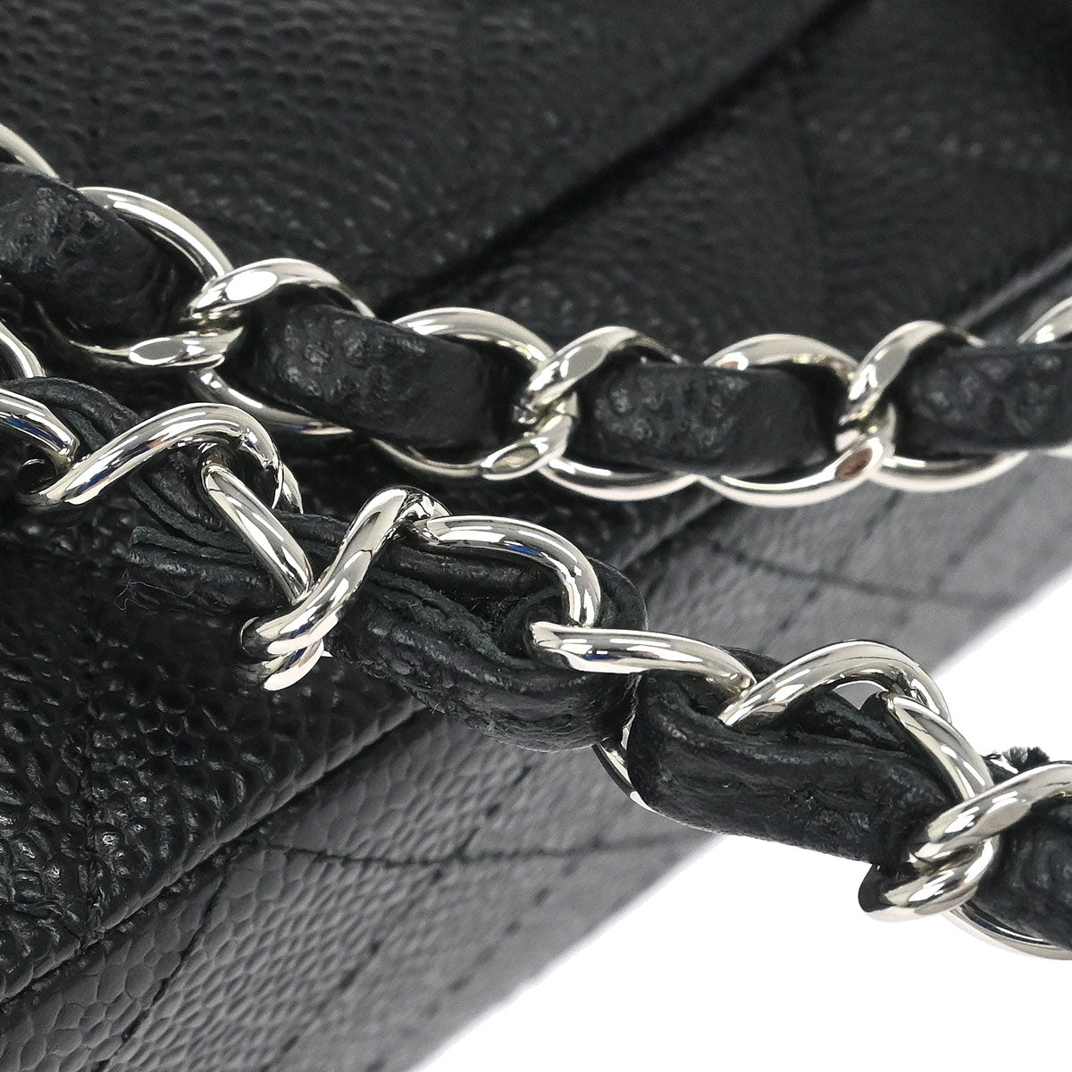 Chanel 2013-2014 Black Caviar Skin Medium Classic Double Flap Shoulder Bag