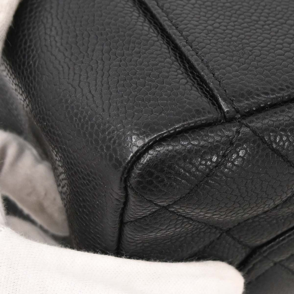 Chanel Black Caviar Skin Grand Shopping Tote GST Chain Handbag