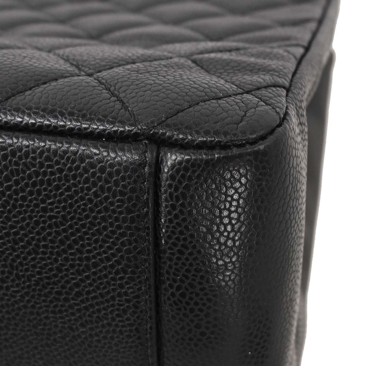 Chanel Black Caviar Skin Grand Shopping Tote GST Chain Handbag