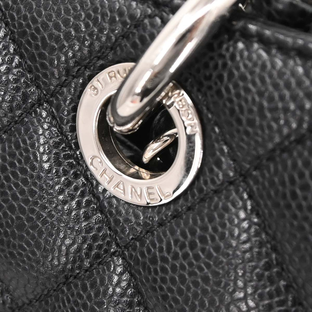Chanel Black Caviar Skin Grand Shopping Tote GST Chain Handbag