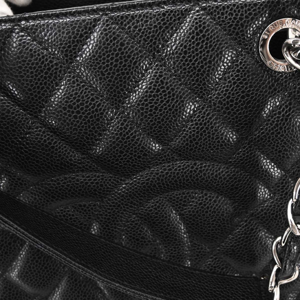Chanel Black Caviar Skin Grand Shopping Tote GST Chain Handbag