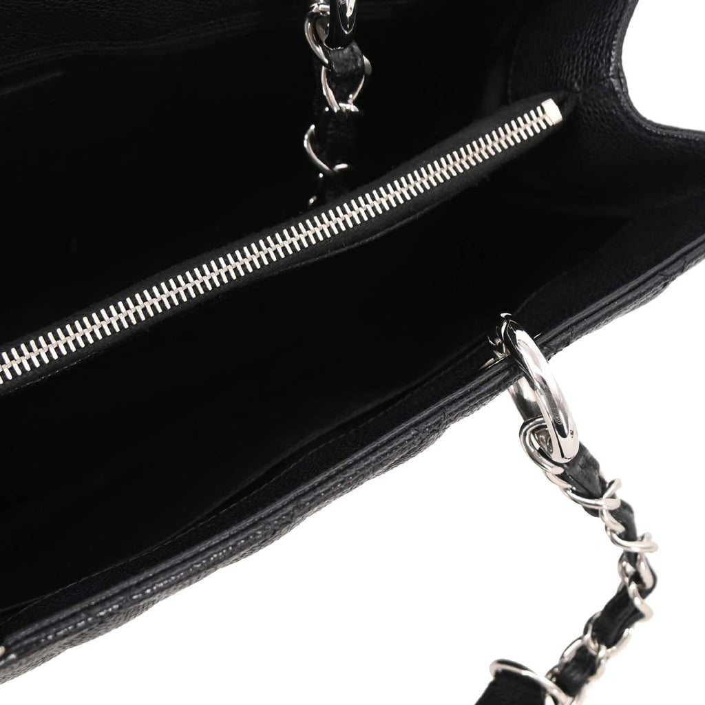 Chanel Black Caviar Skin Grand Shopping Tote GST Chain Handbag