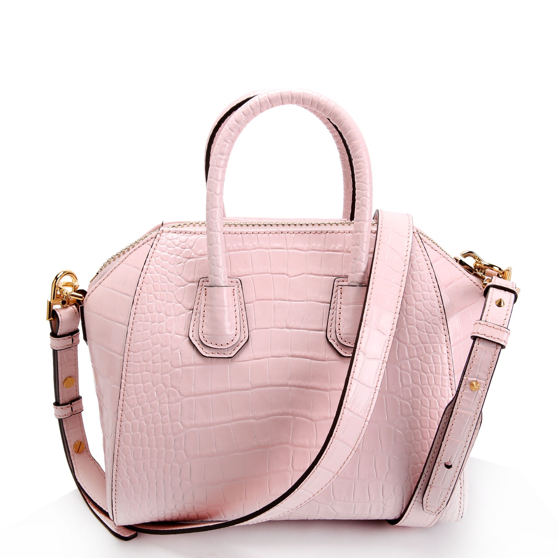 Antigona Satchel Mini Crocodile Embossed Pink