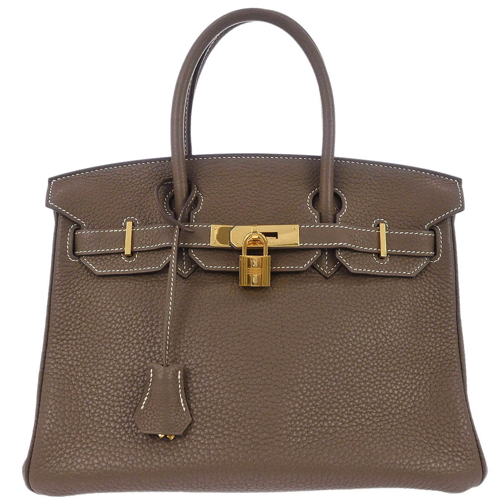 Hermes Etoupe Gray Taurillon Clemence Birkin 30 Handbag
