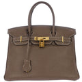 Hermes Etoupe Gray Taurillon Clemence Birkin 30 Handbag