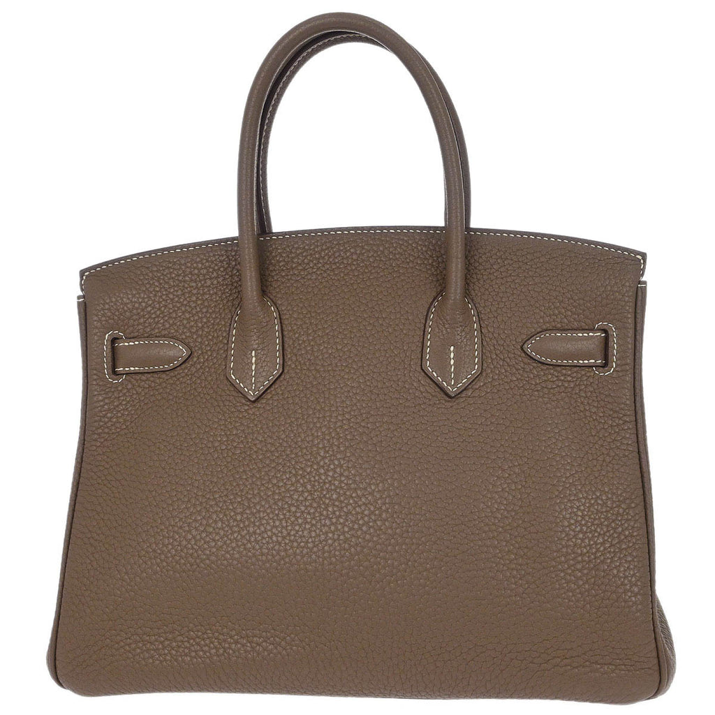 Hermes Etoupe Gray Taurillon Clemence Birkin 30 Handbag
