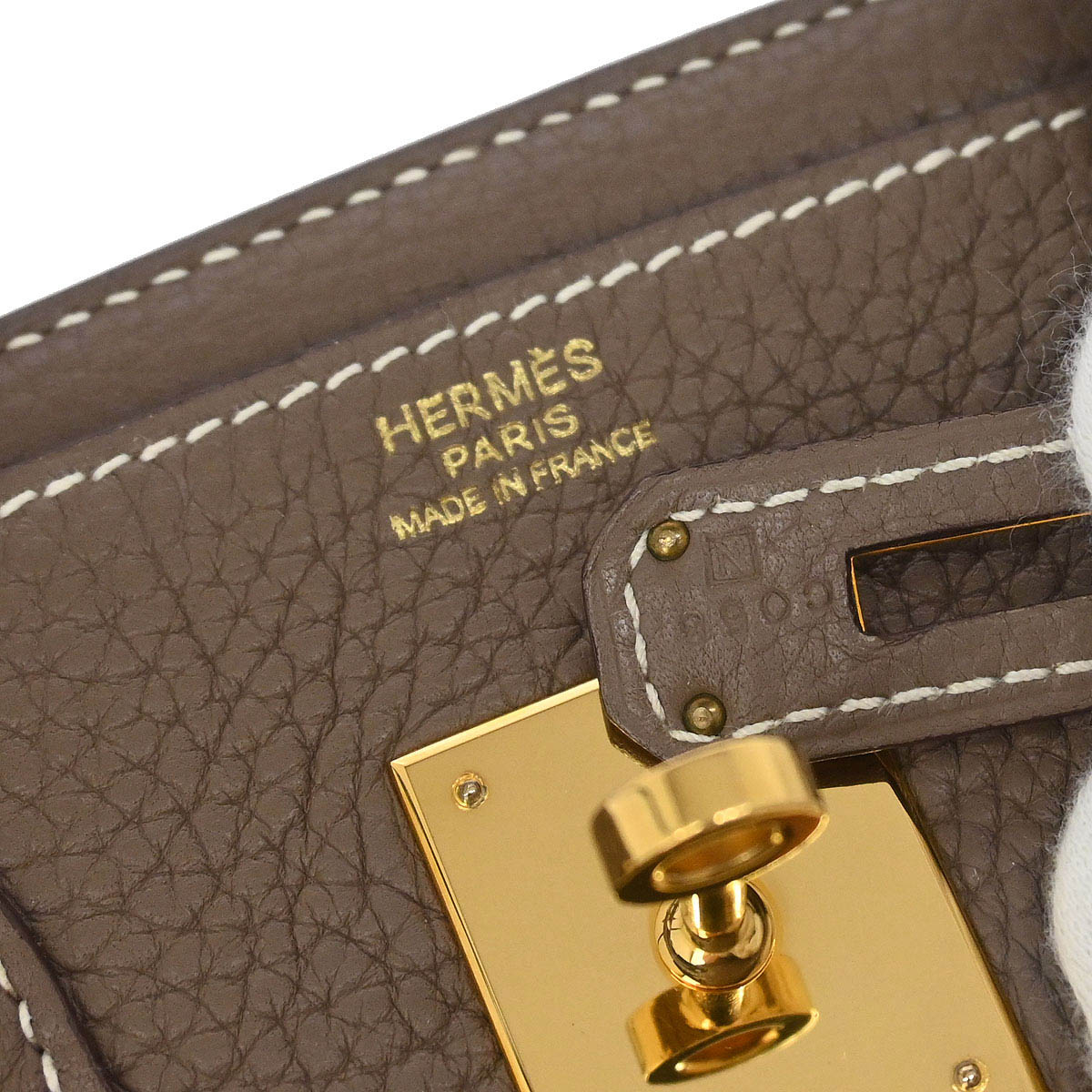 Hermes Etoupe Gray Taurillon Clemence Birkin 30 Handbag