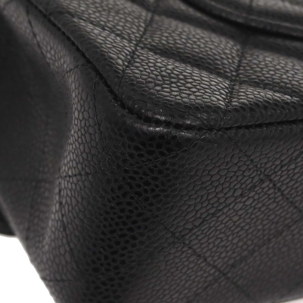 Chanel Black Caviar Skin Medium Classic Double Flap Shoulder Bag