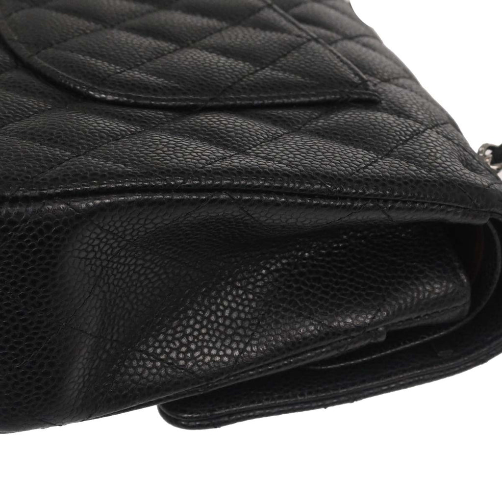 Chanel Black Caviar Skin Medium Classic Double Flap Shoulder Bag