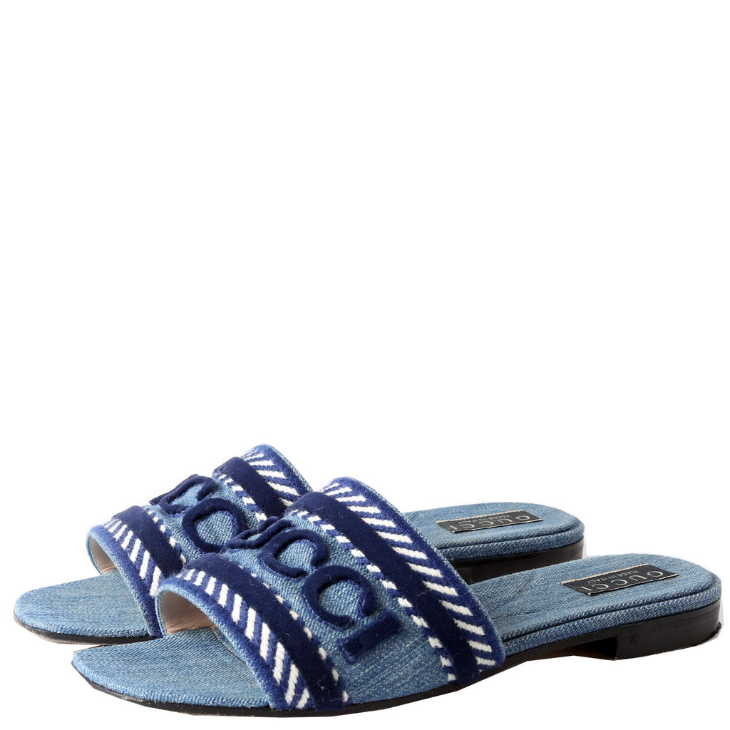 Gucci Jane Denim Slides Size 40