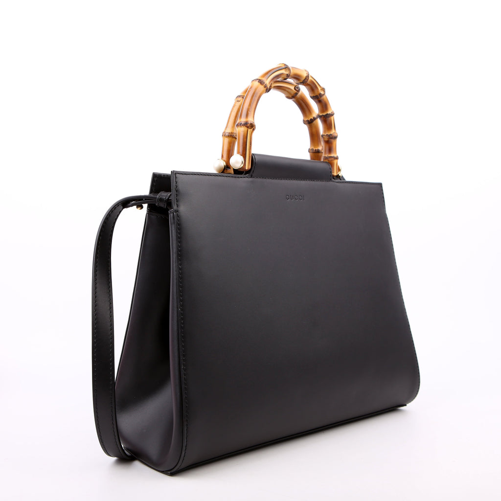 Gucci 453766 Nymphaea Bamboo Top Handle Black