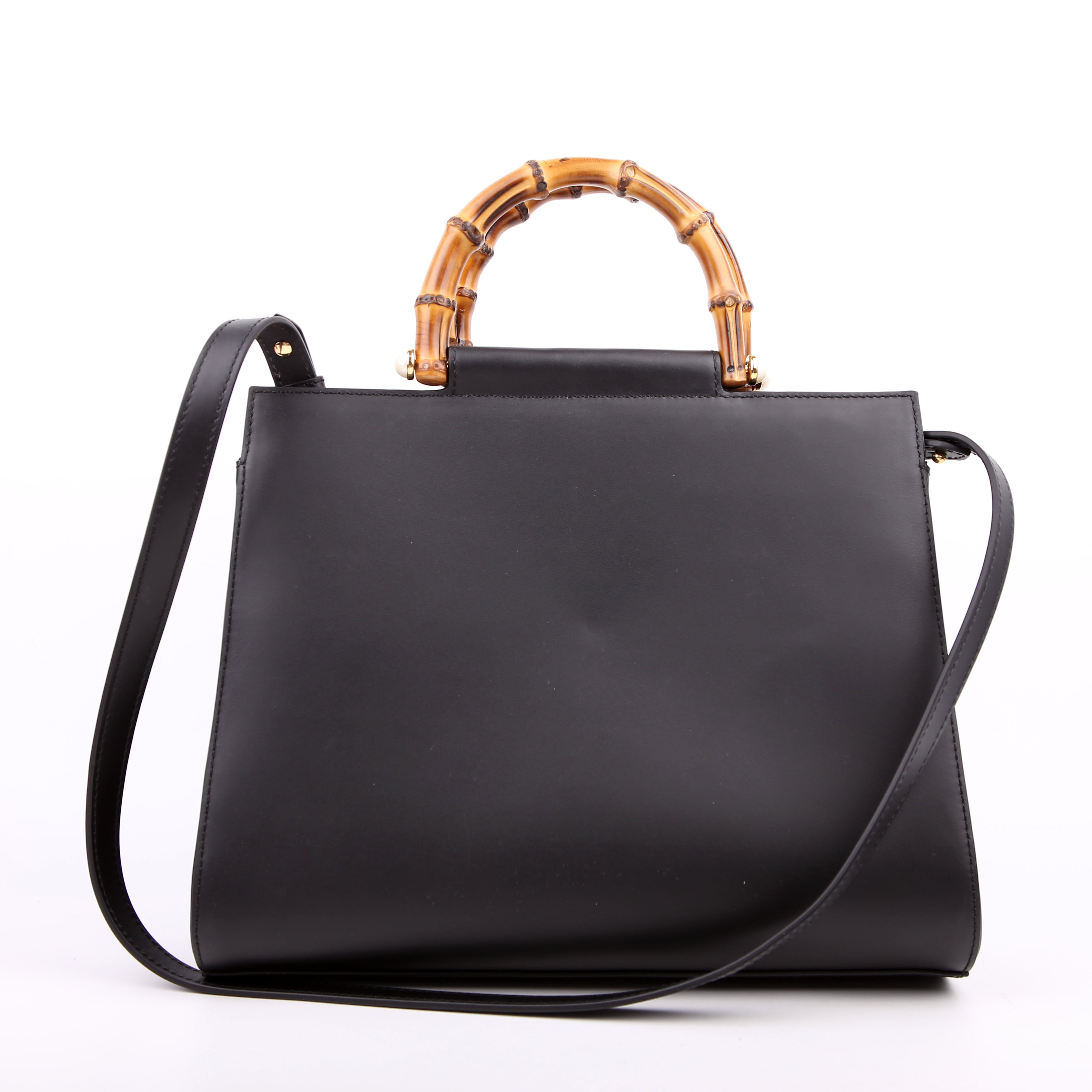 Gucci 453766 Nymphaea Bamboo Top Handle Black