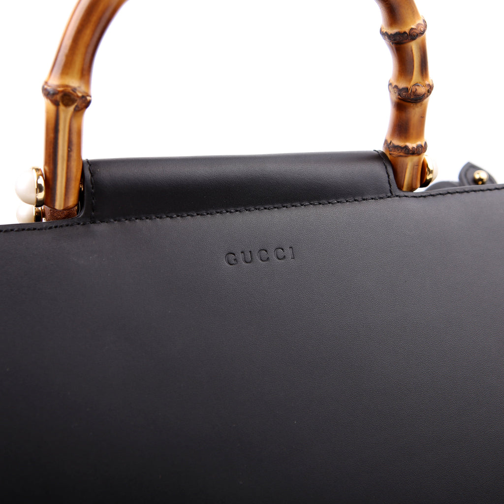 Gucci 453766 Nymphaea Bamboo Top Handle Black