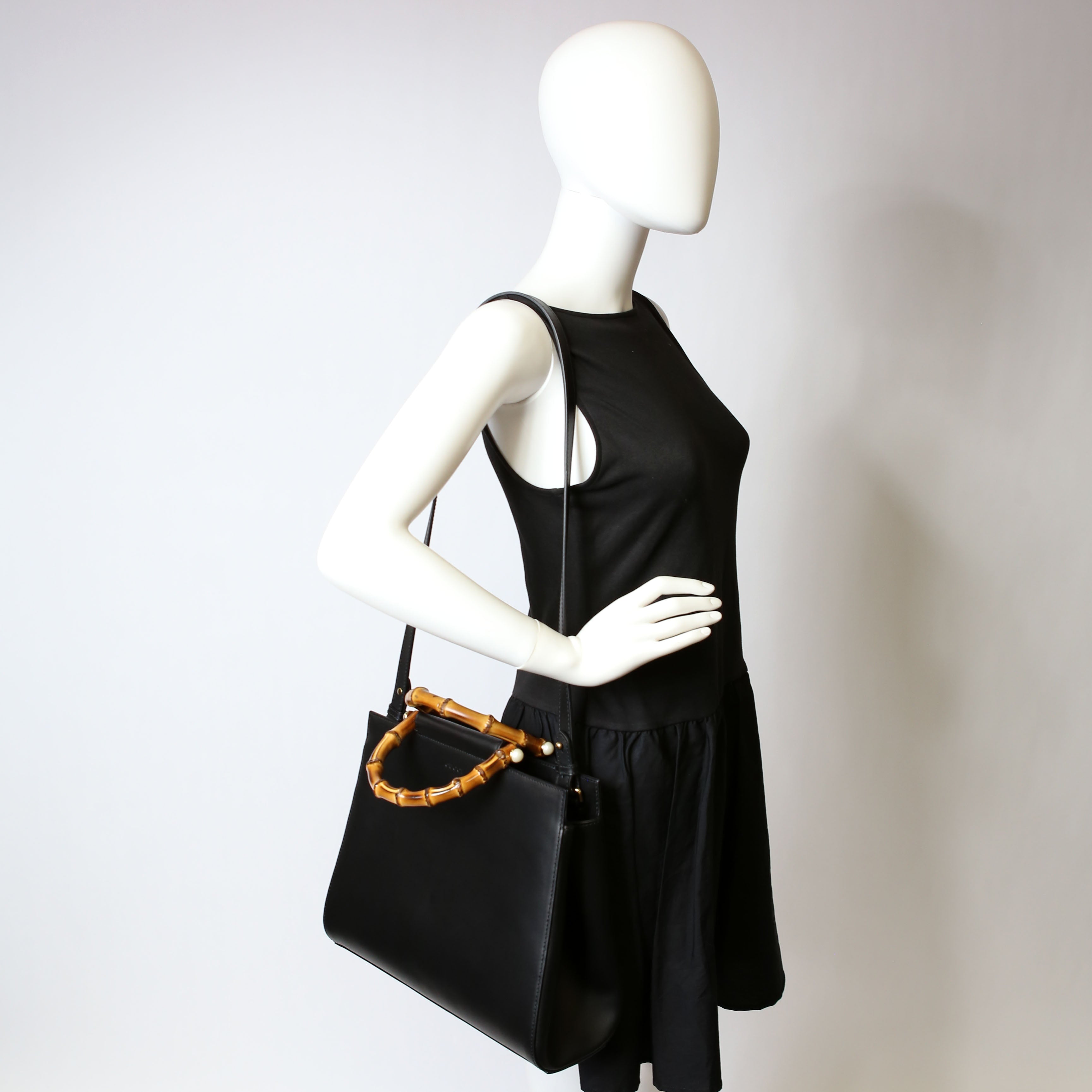 Gucci 453766 Nymphaea Bamboo Top Handle Black