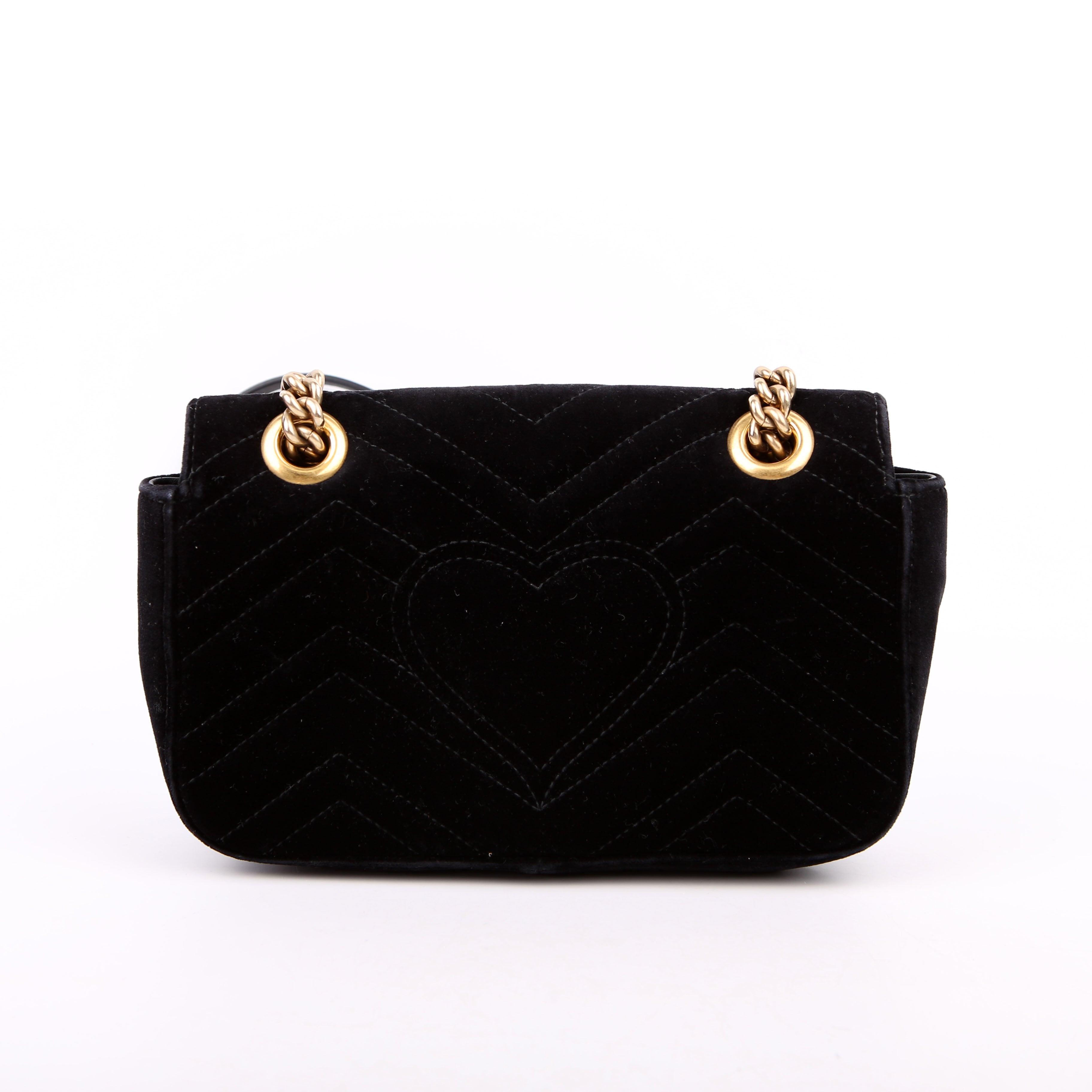 Gucci 446744 Marmont Velvet Shoulder Mini Flap Black