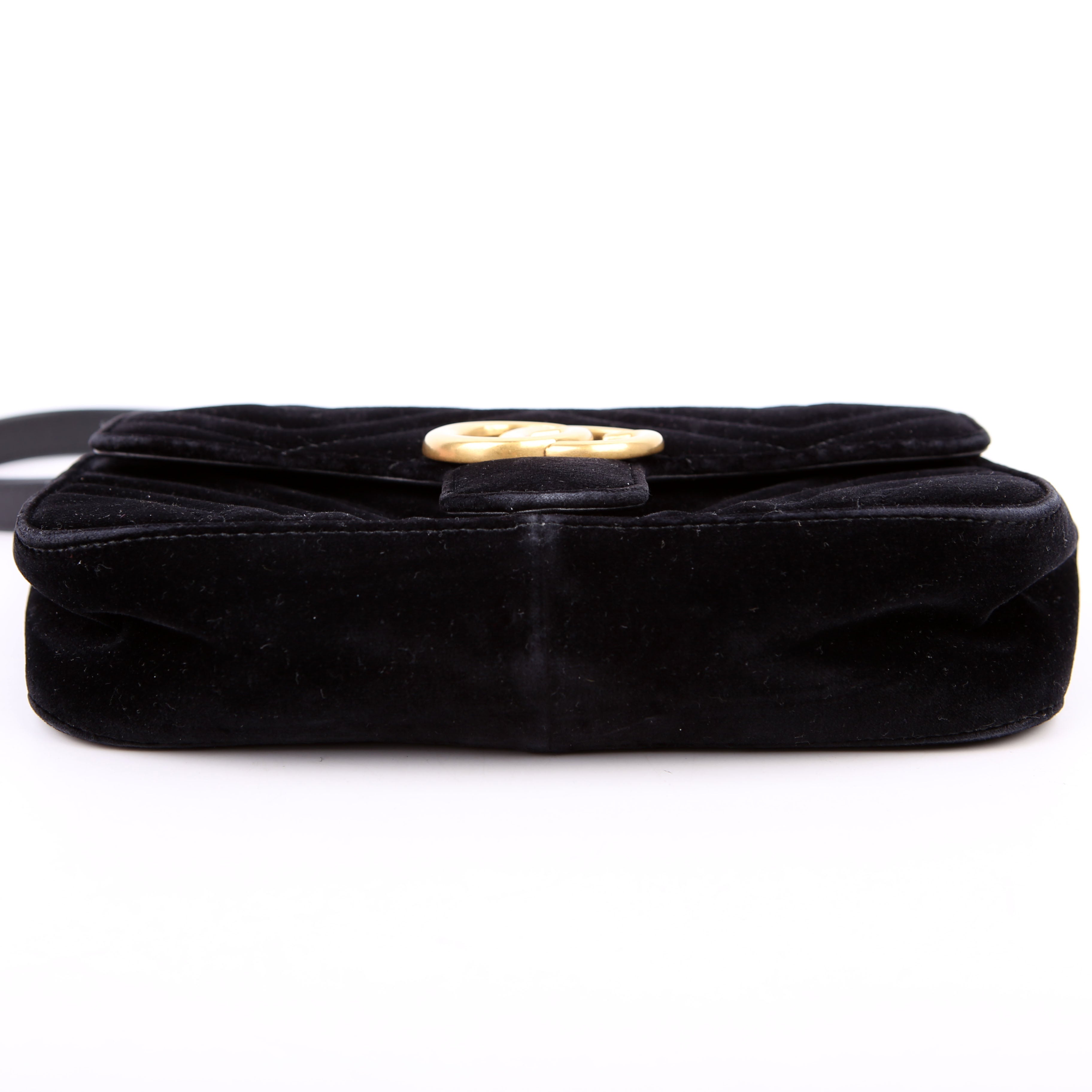 Gucci 446744 Marmont Velvet Shoulder Mini Flap Black