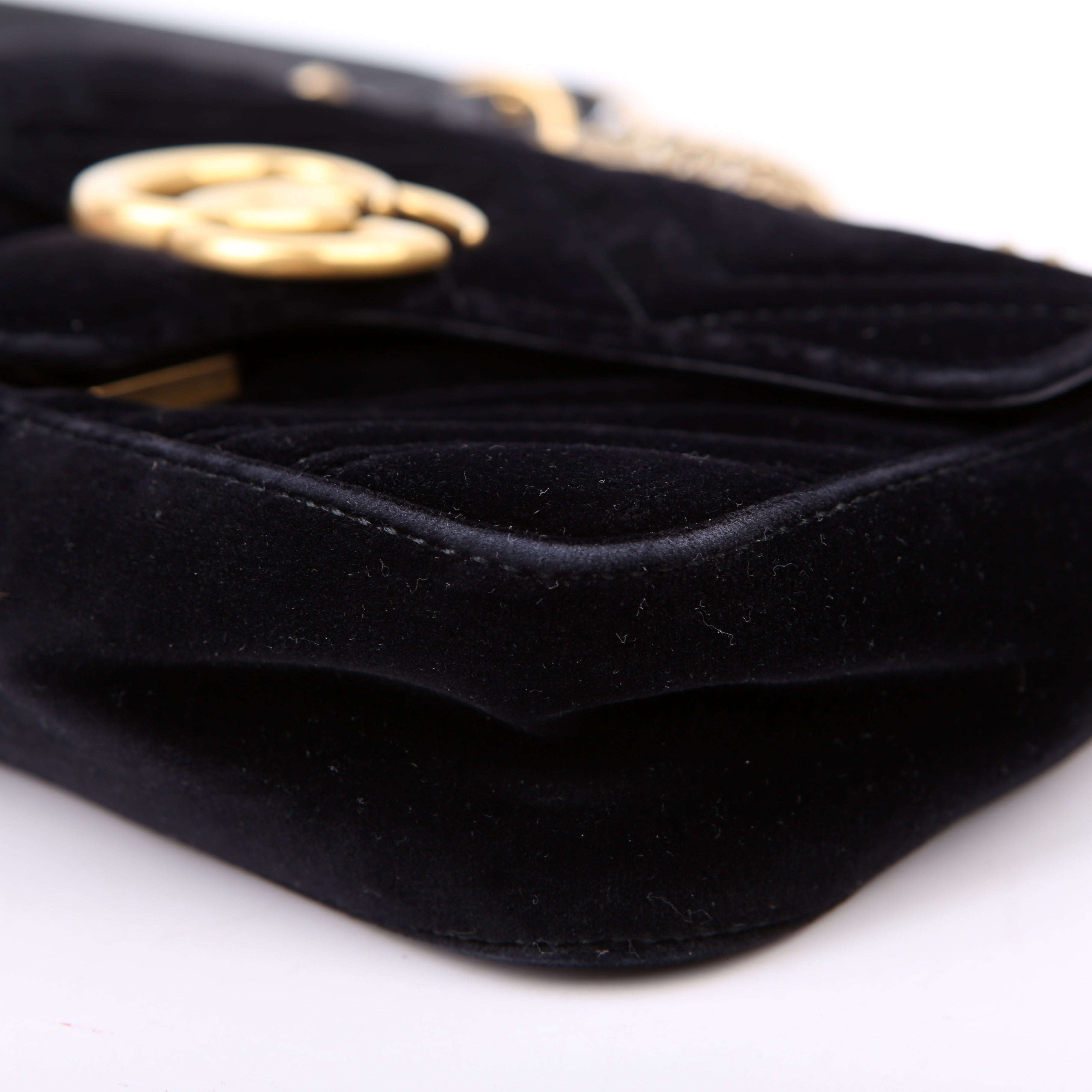 Gucci 446744 Marmont Velvet Shoulder Mini Flap Black