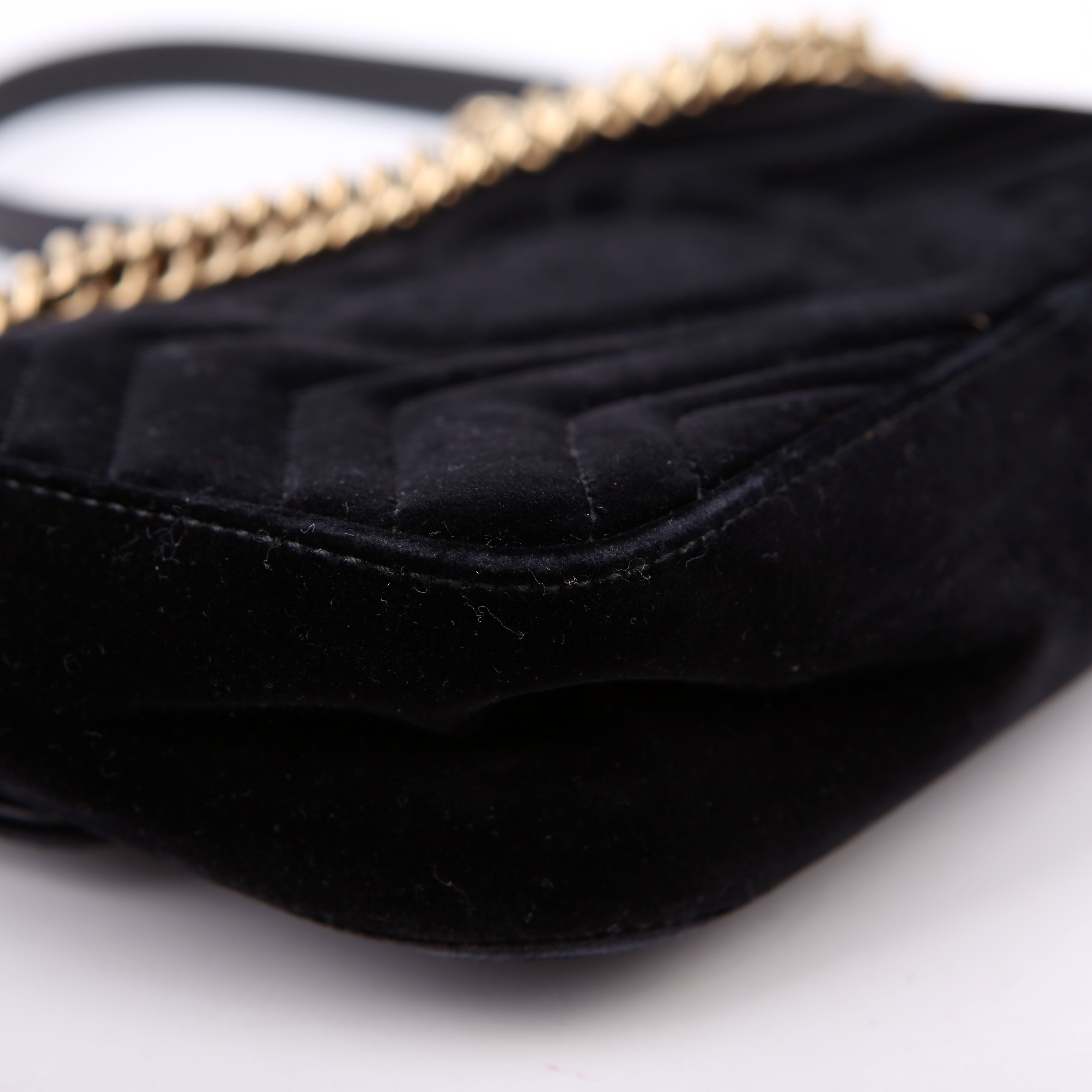 Gucci 446744 Marmont Velvet Shoulder Mini Flap Black