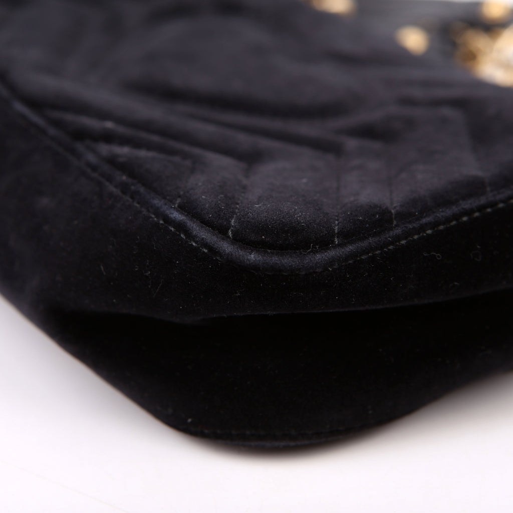 Gucci 446744 Marmont Velvet Shoulder Mini Flap Black