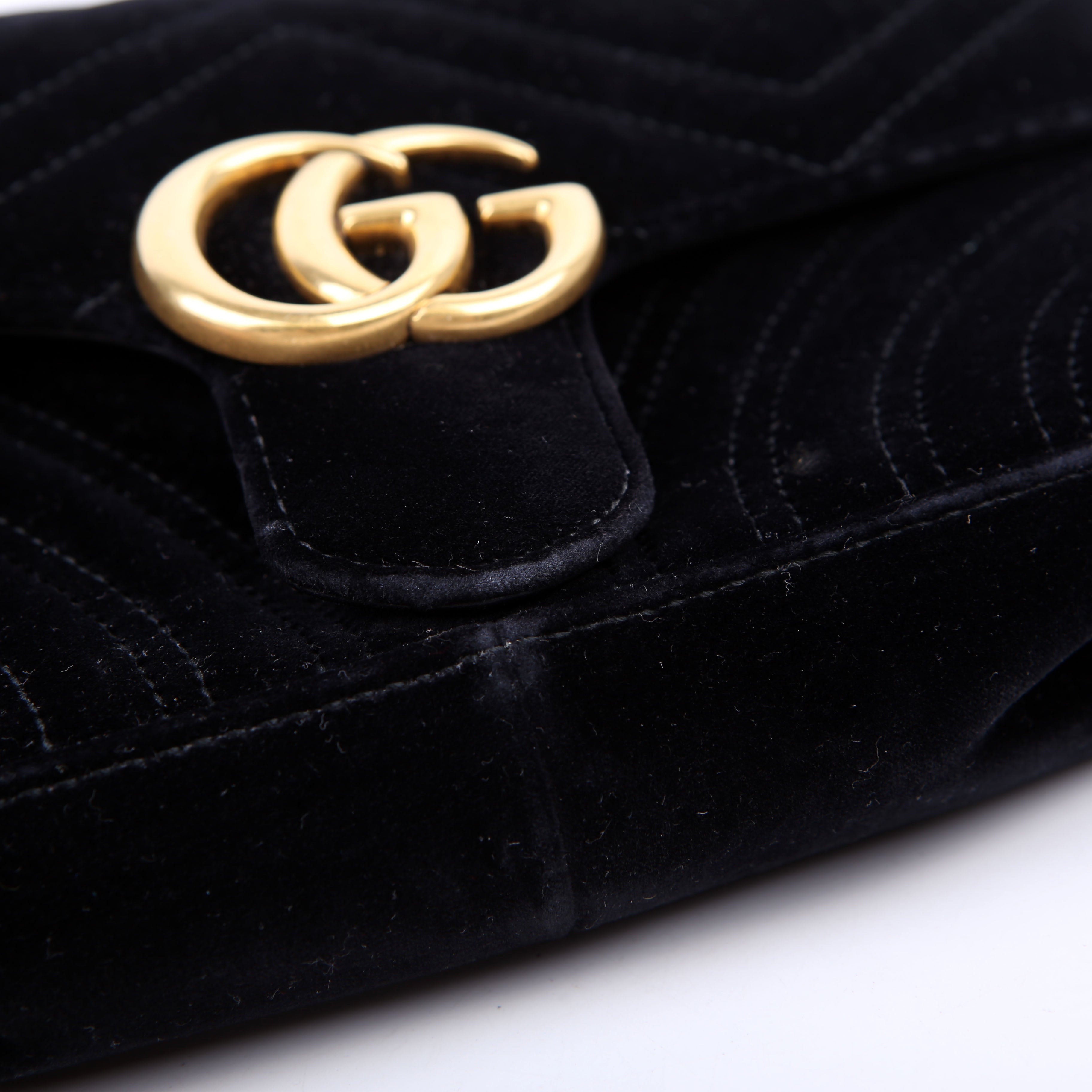 Gucci 446744 Marmont Velvet Shoulder Mini Flap Black