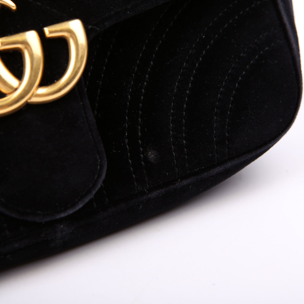 Gucci 446744 Marmont Velvet Shoulder Mini Flap Black