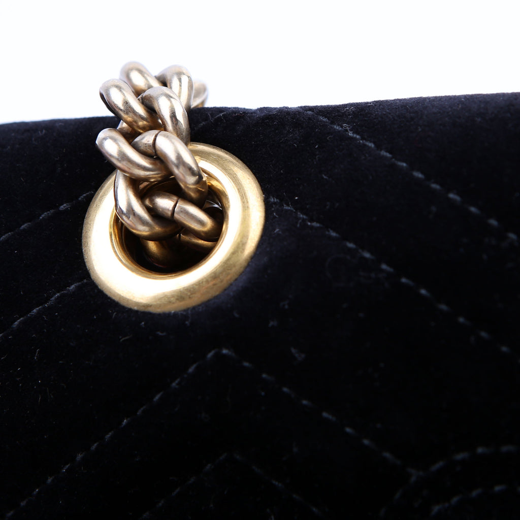 Gucci 446744 Marmont Velvet Shoulder Mini Flap Black