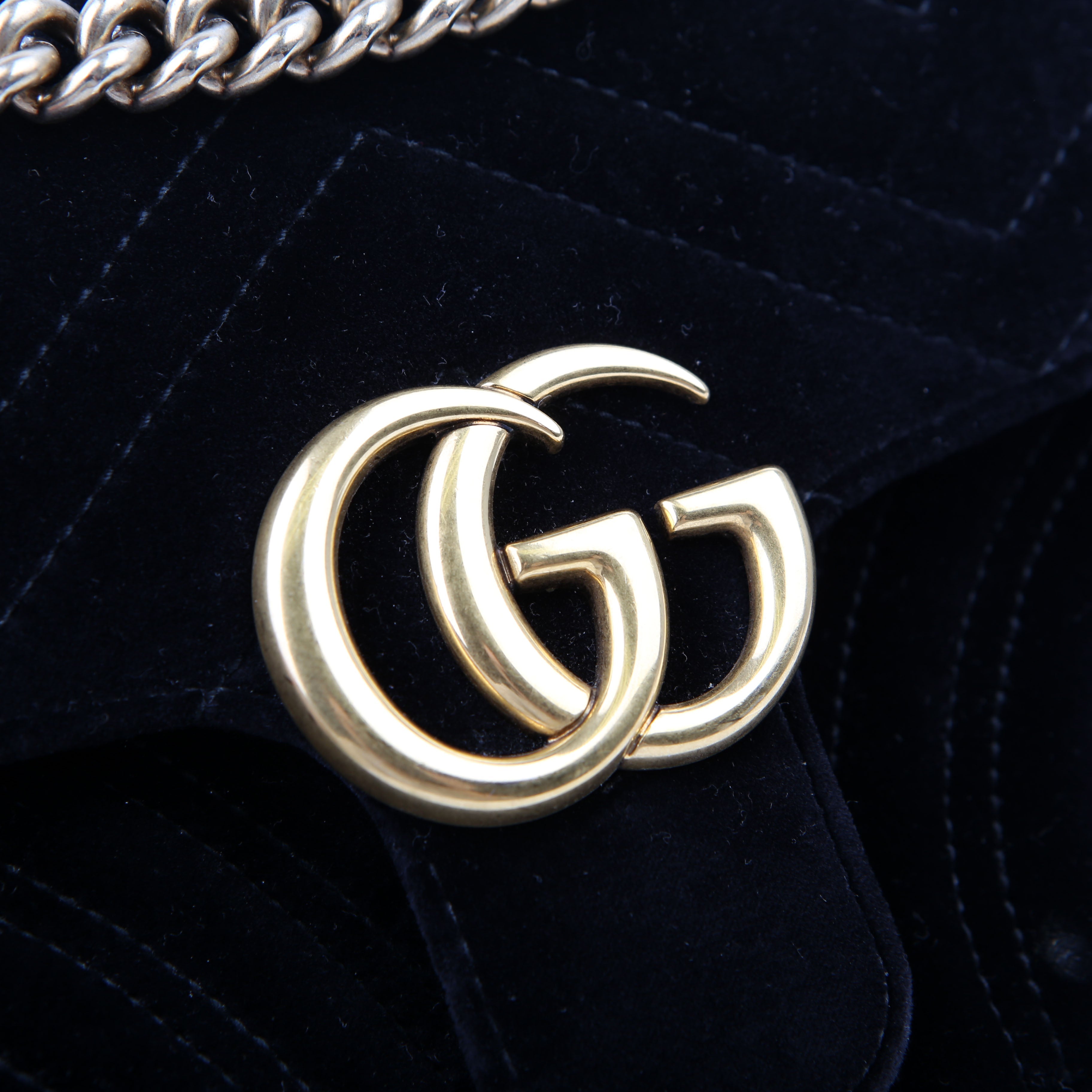 Gucci 446744 Marmont Velvet Shoulder Mini Flap Black
