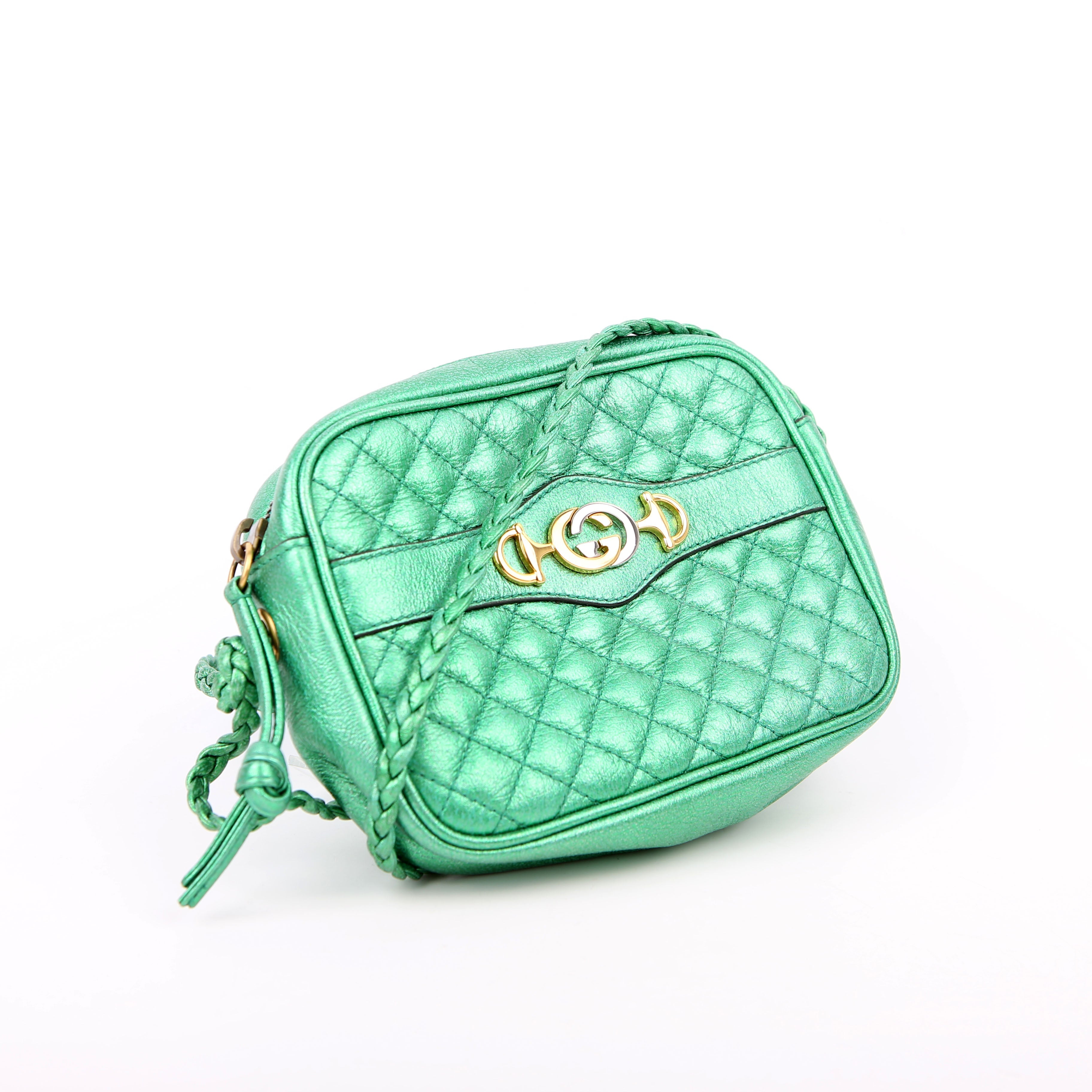 Gucci 534950 Trapuntata Zumi Crossbody Green