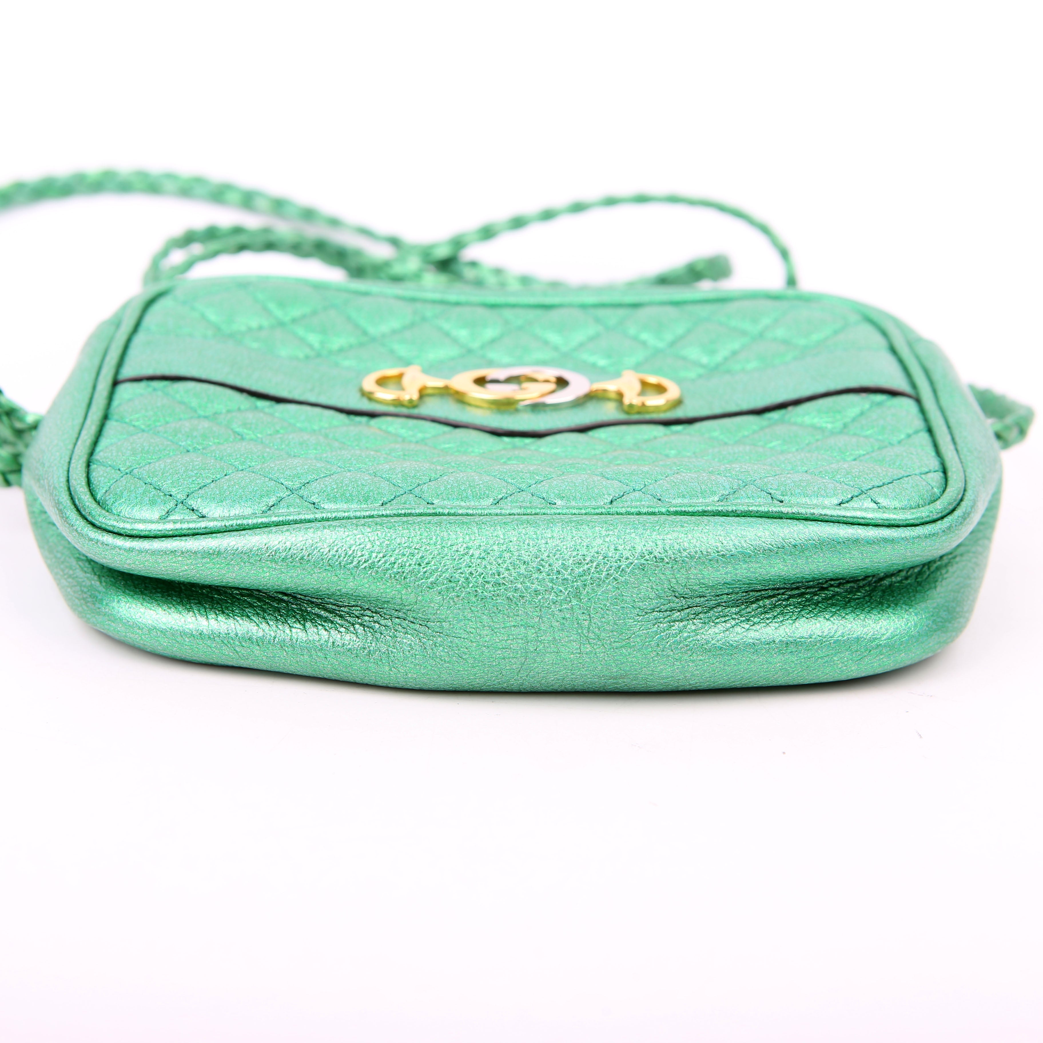 Gucci 534950 Trapuntata Zumi Crossbody Green