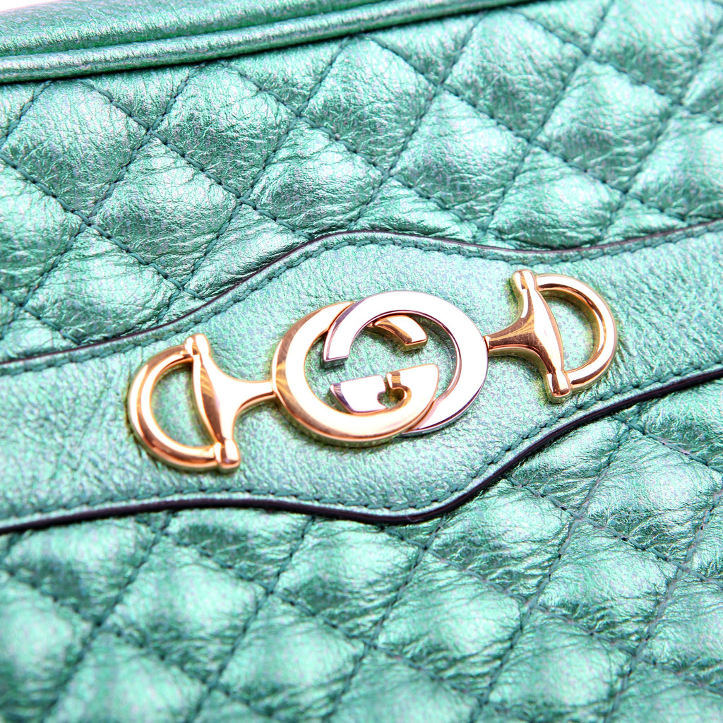 Gucci 534950 Trapuntata Zumi Crossbody Green