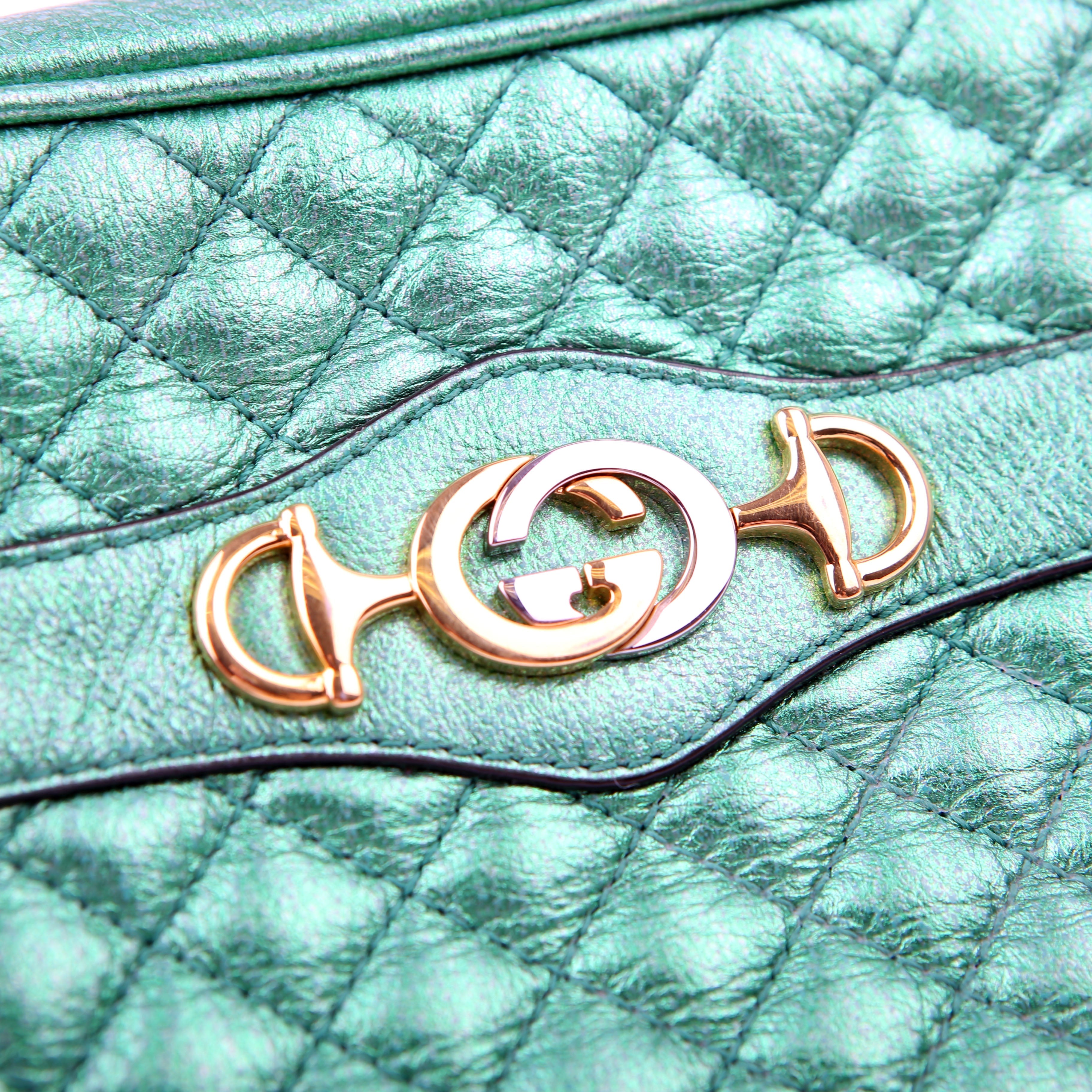Gucci 534950 Trapuntata Zumi Crossbody Green