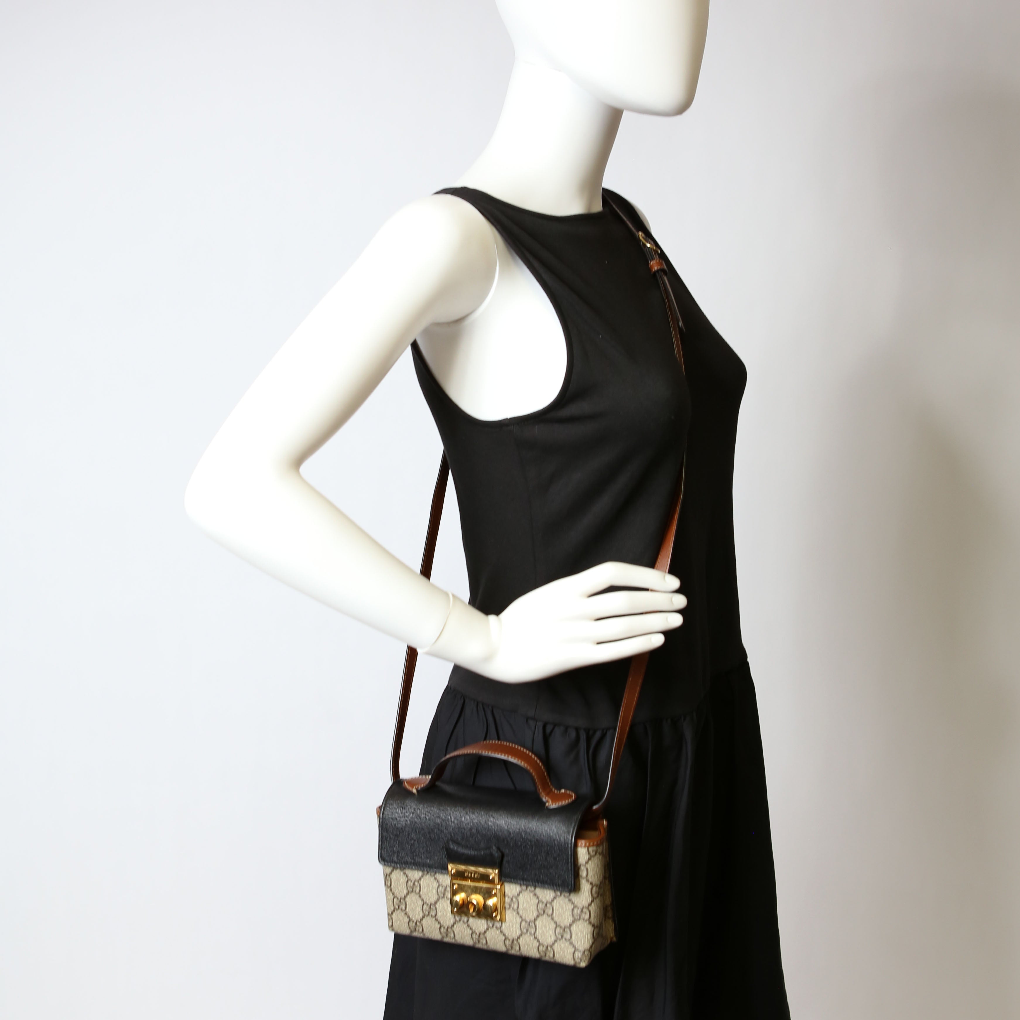 Gucci 652683 Padlock Mini GG Supreme Black/Brown