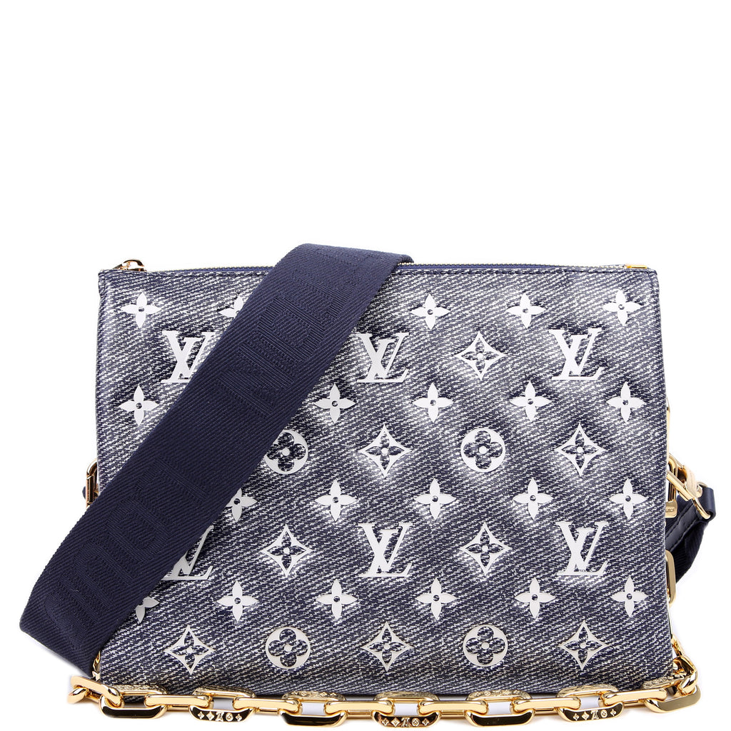 Coussin PM NV Denim Printed Lambskin Navy