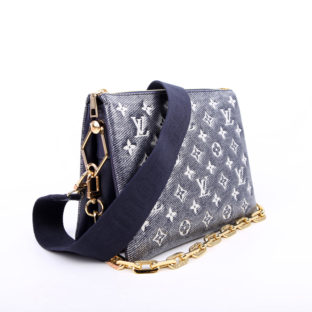 Coussin PM NV Denim Printed Lambskin Navy