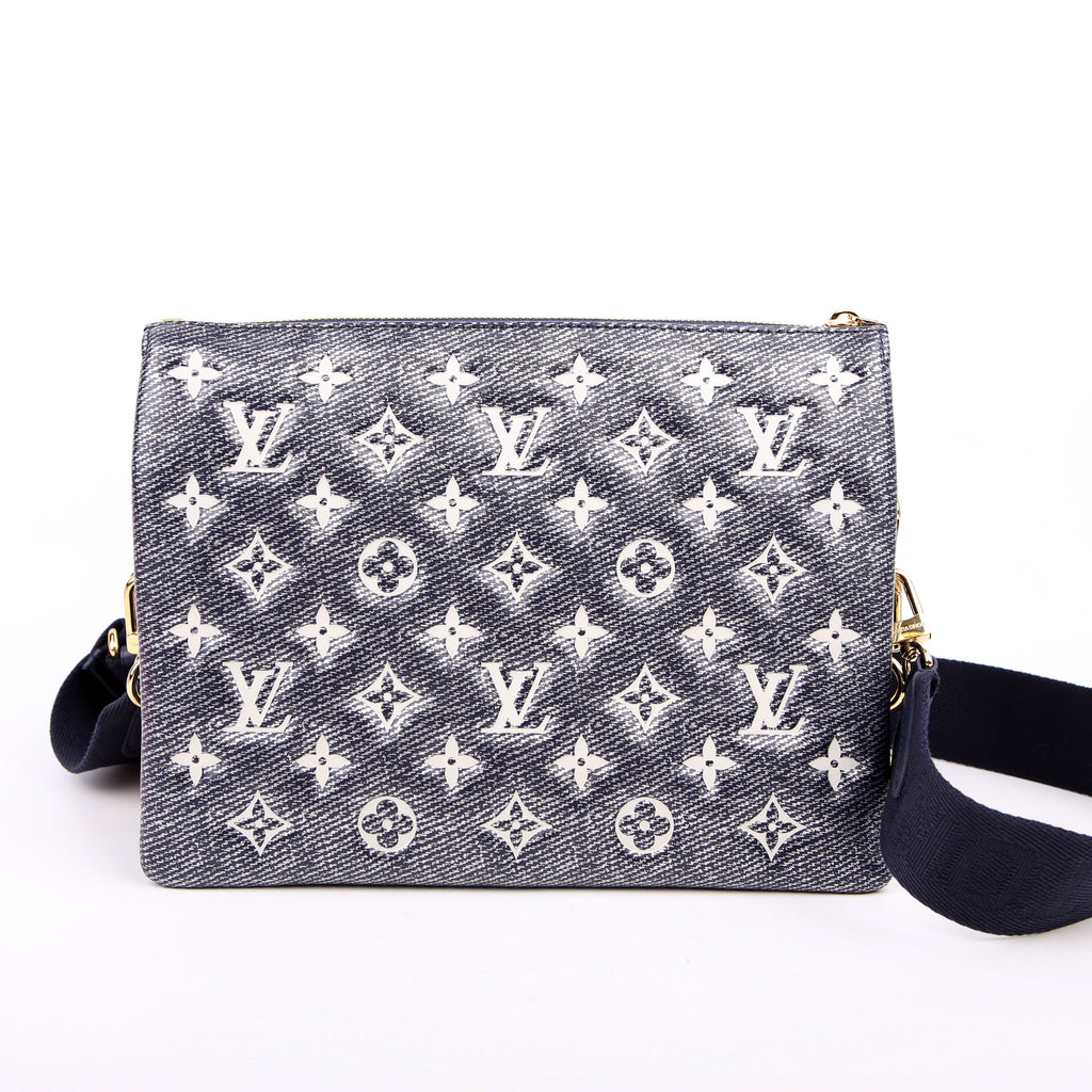 Coussin PM NV Denim Printed Lambskin Navy