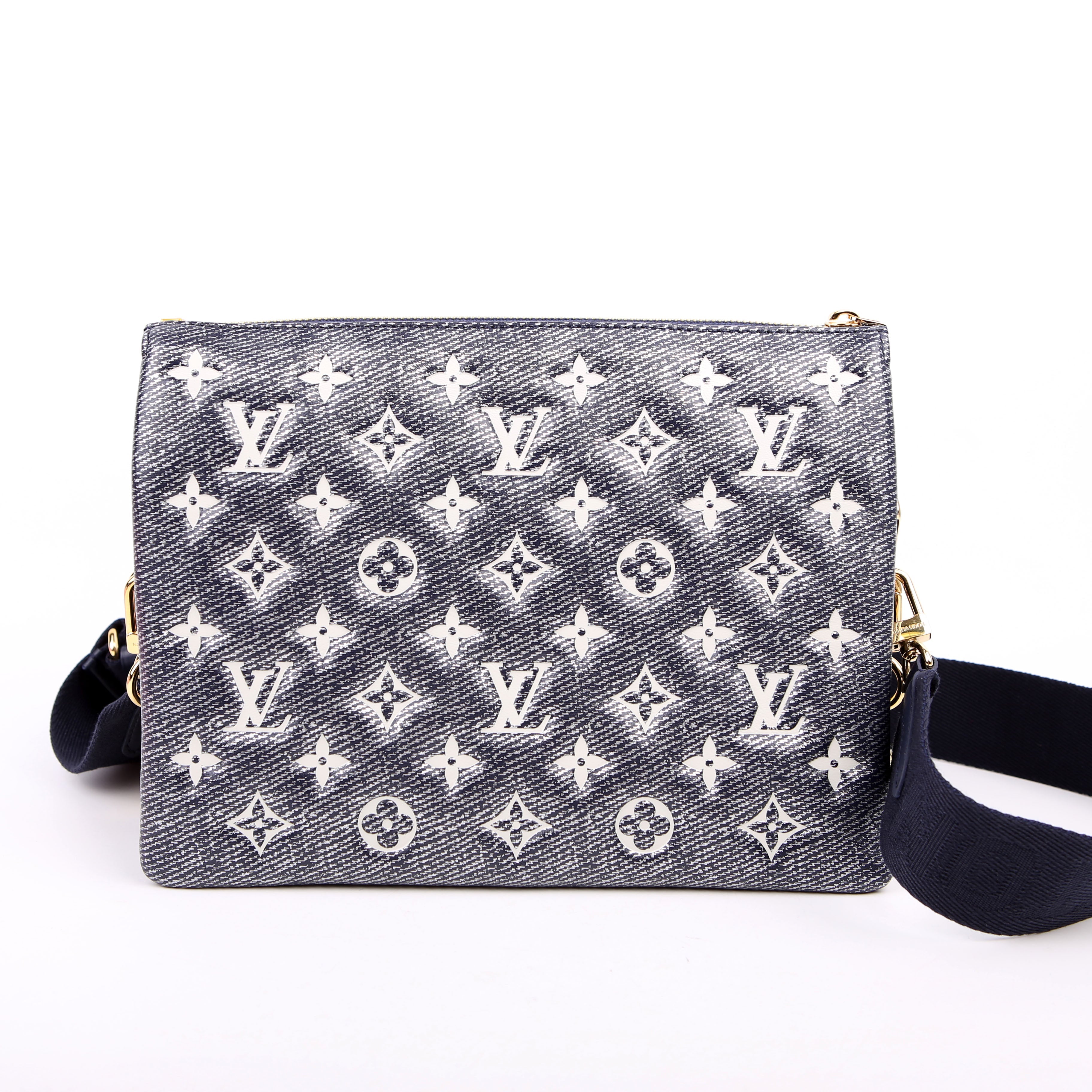 Coussin PM NV Denim Printed Lambskin Navy