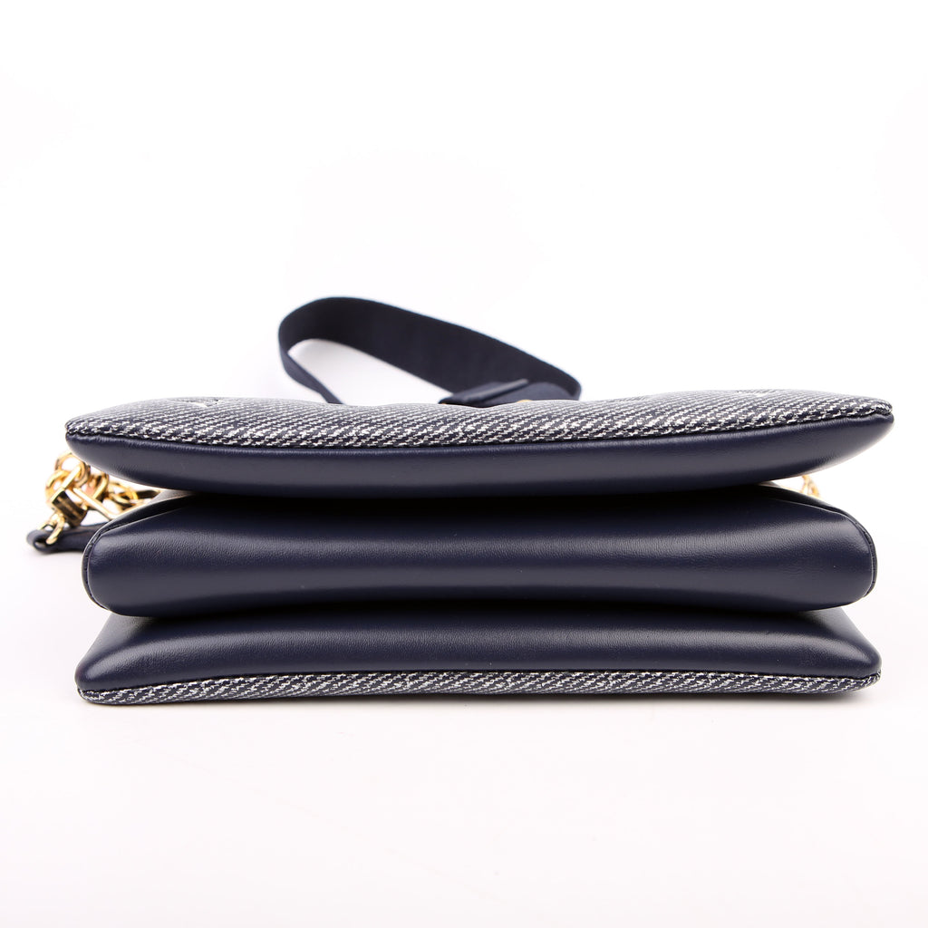 Coussin PM NV Denim Printed Lambskin Navy