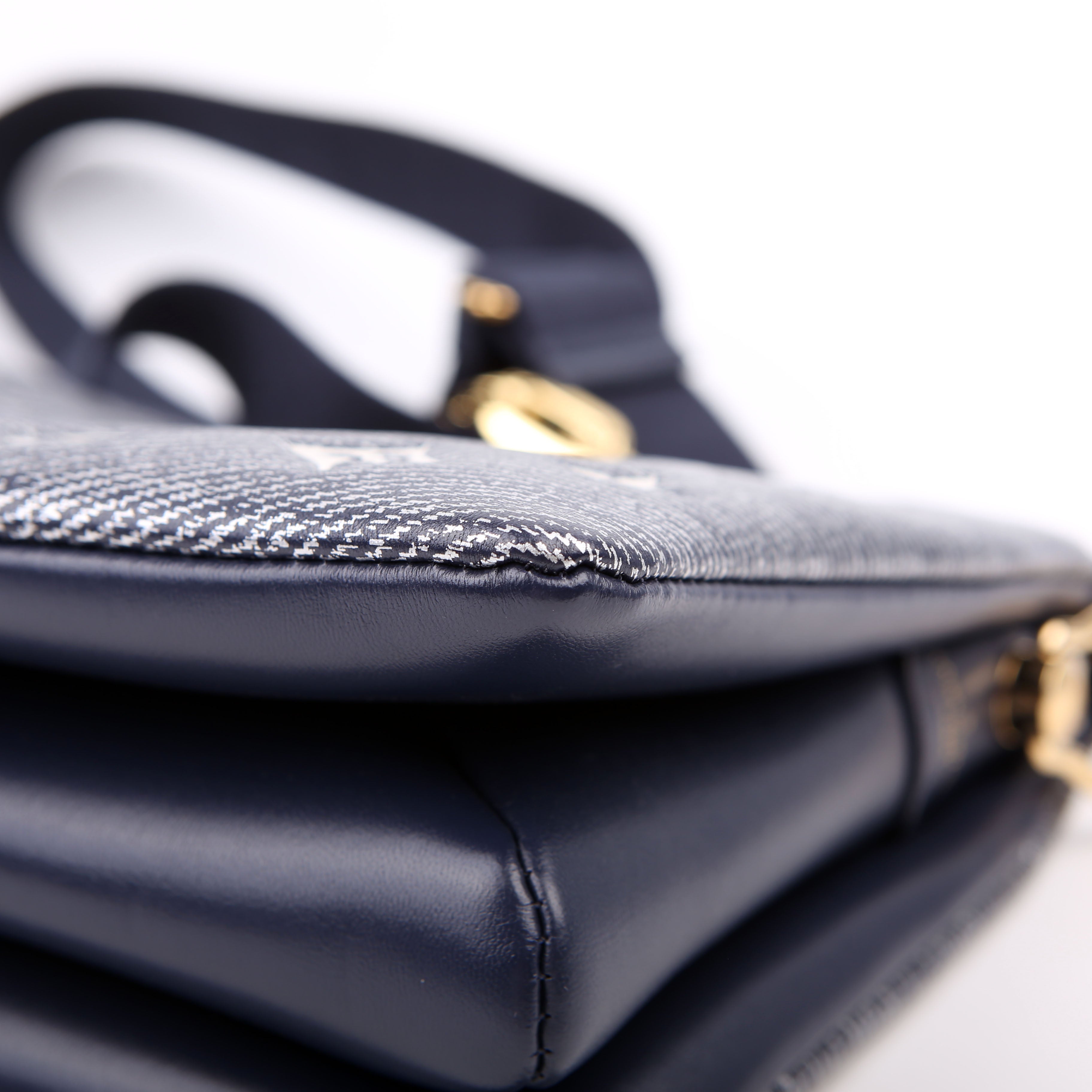 Coussin PM NV Denim Printed Lambskin Navy