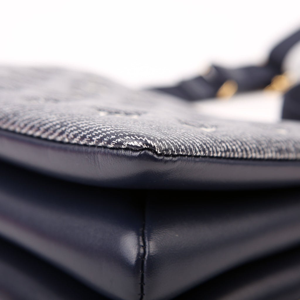 Coussin PM NV Denim Printed Lambskin Navy