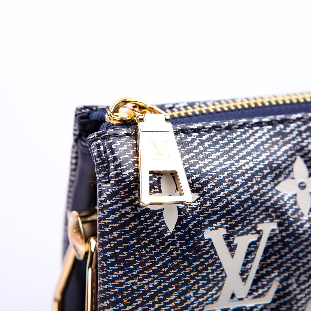 Coussin PM NV Denim Printed Lambskin Navy