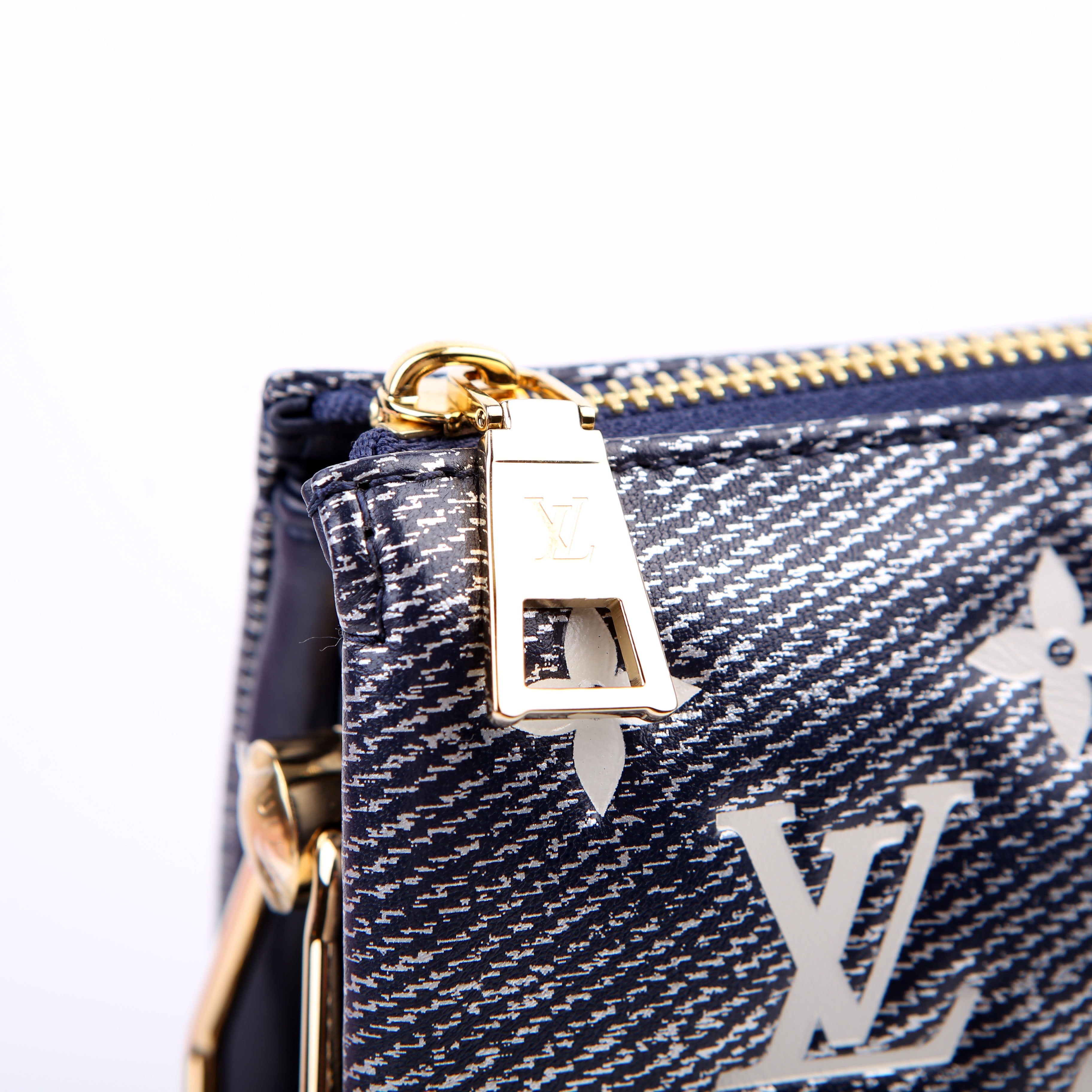 Coussin PM NV Denim Printed Lambskin Navy