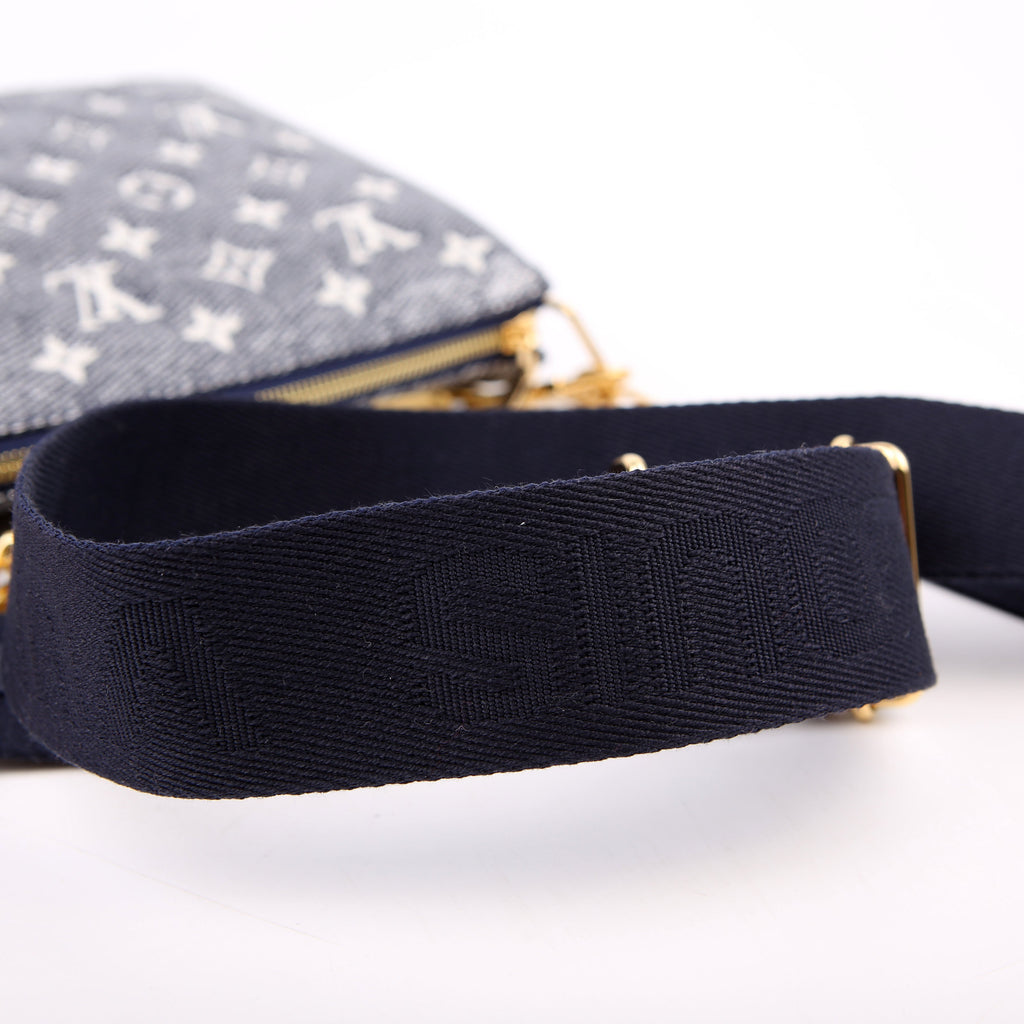 Coussin PM NV Denim Printed Lambskin Navy