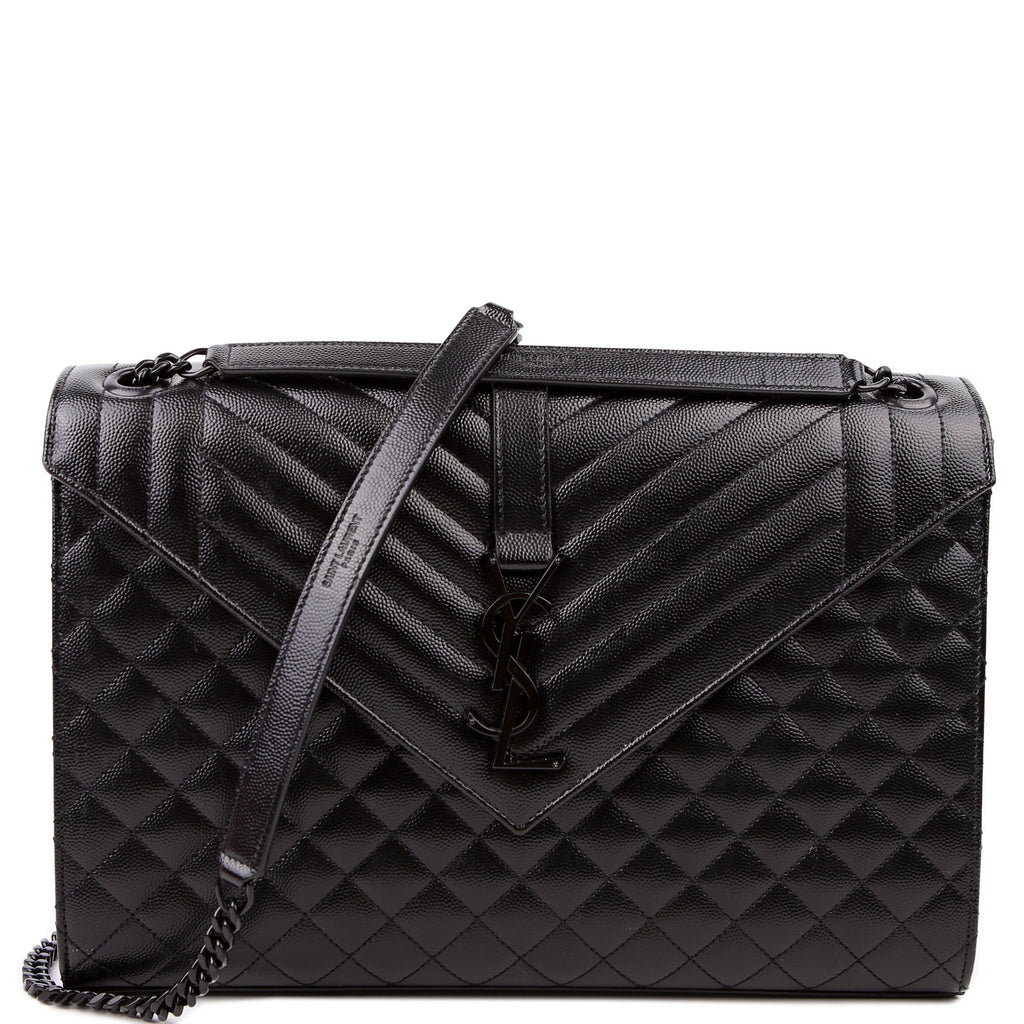 SAINT LAURENT Envelope Large Triquilt Black