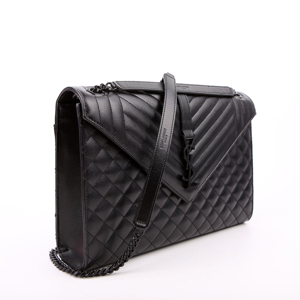 SAINT LAURENT Envelope Large Triquilt Black
