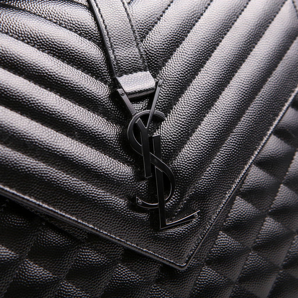 SAINT LAURENT Envelope Large Triquilt Black