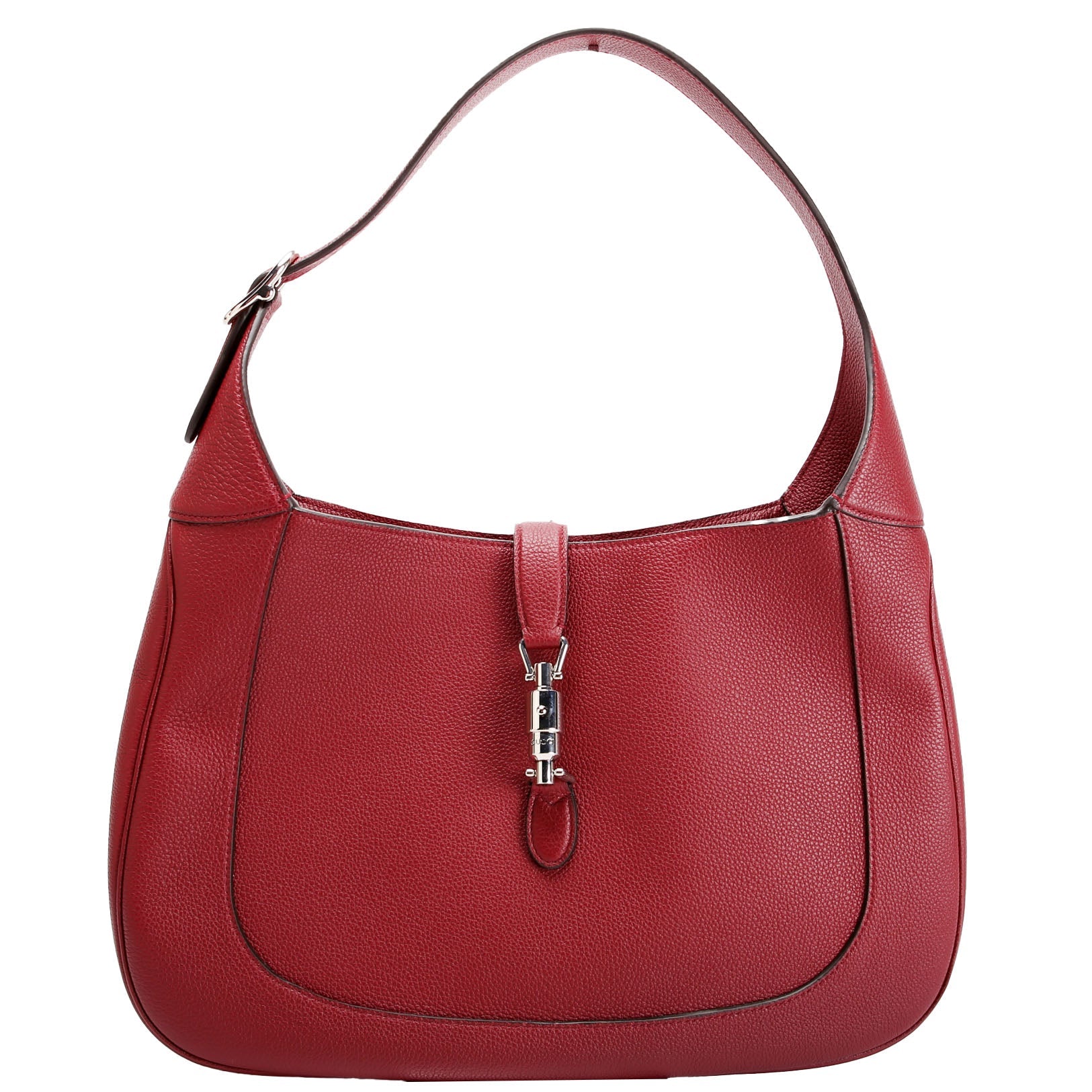 Gucci 813650 Jackie 1961 Large Pebbled Leather Burgundy