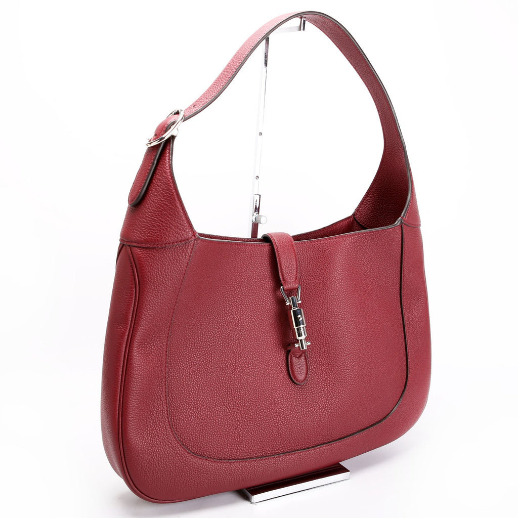Gucci 813650 Jackie 1961 Large Pebbled Leather Burgundy