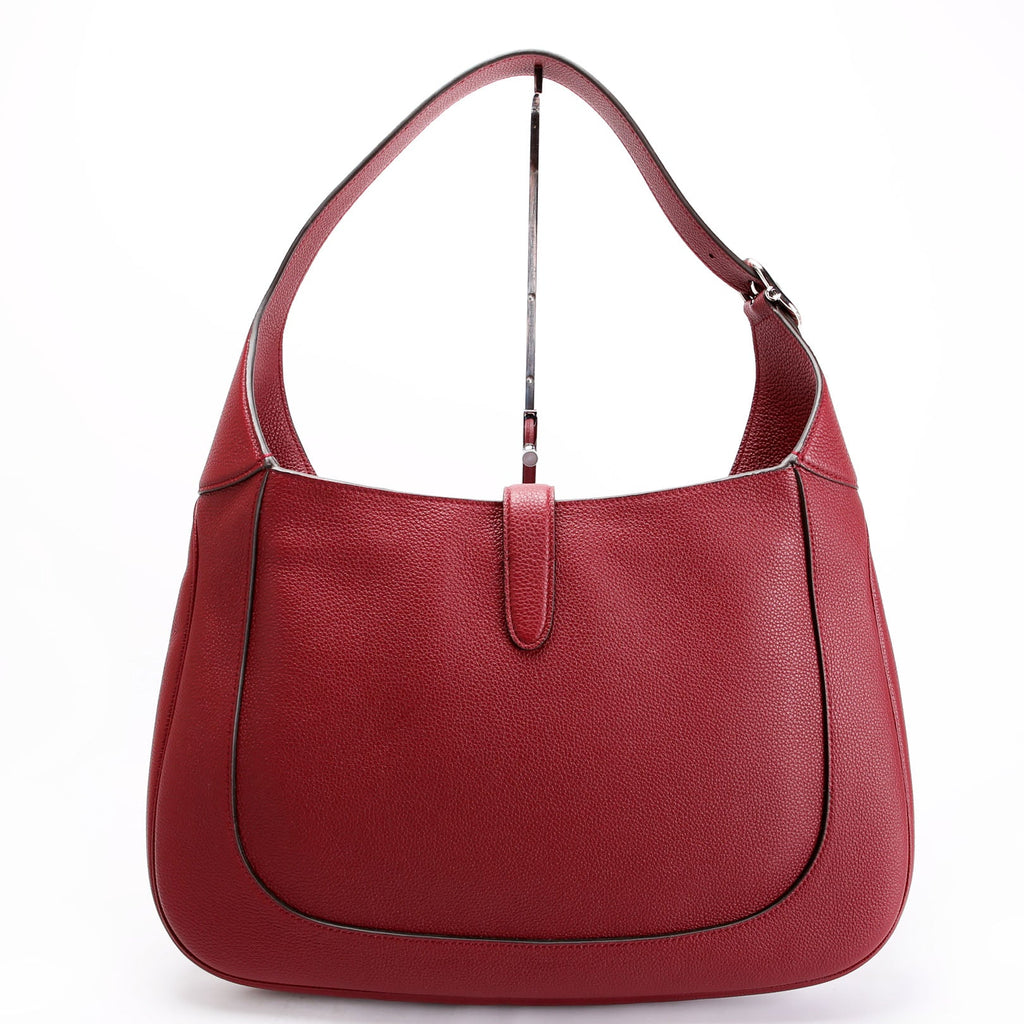Gucci 813650 Jackie 1961 Large Pebbled Leather Burgundy