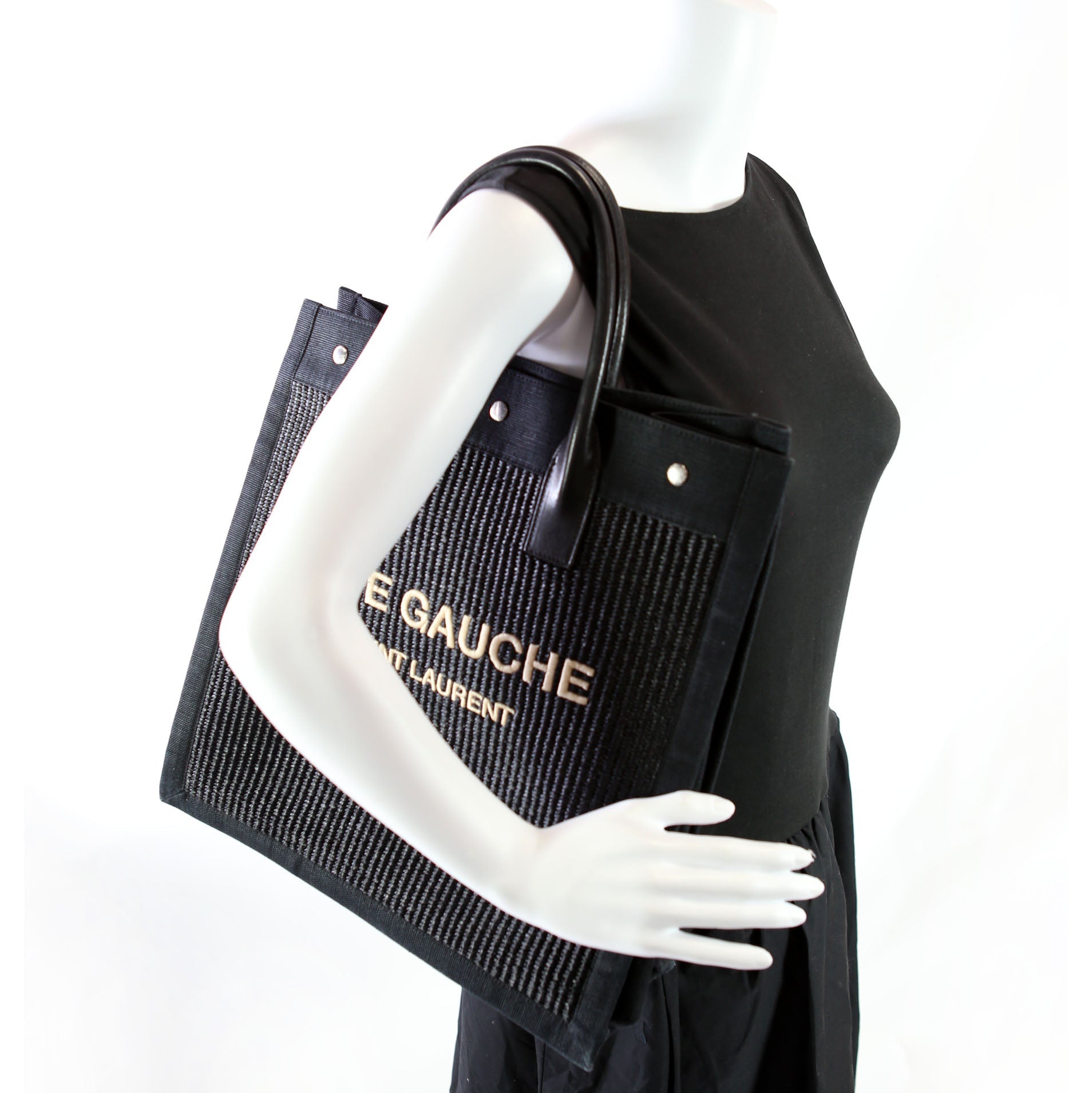 SAINT LAURENT Rive Gauche Vertical Tote Bag 631682 Black/Beige